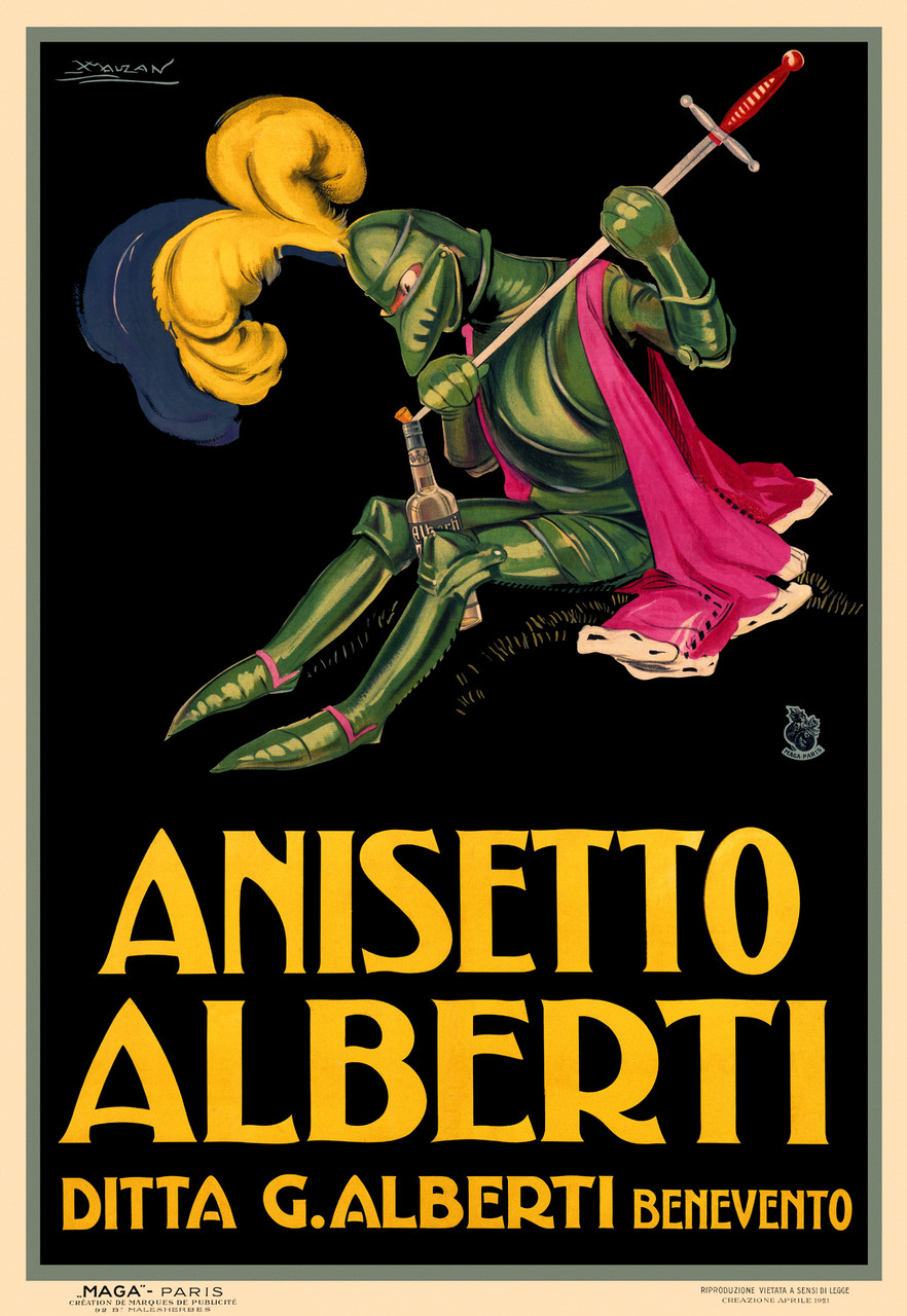Anisetto Alberti Vintage Poster by Mauzan 1921 Italian Fine Art Print.