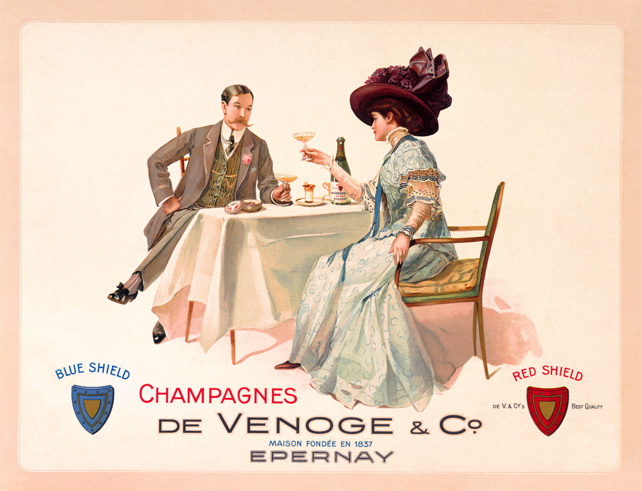 Champagnes De Venoge Vintage Poster 1900 Belgian Fine Art Print.