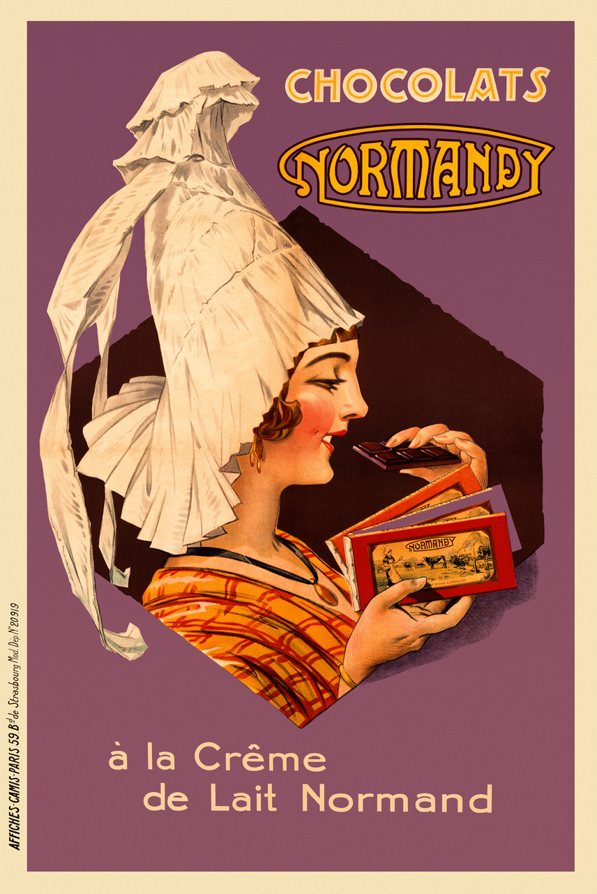 Chocolats Normandy A La Creme de Lait Normand Vintage Poster 1930