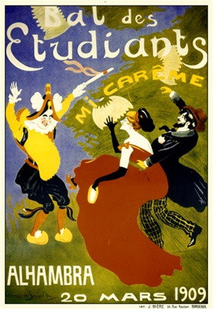 Poster Vintage Bal Des Étudiants Grenoble 1897 - Haute Qualité 35x60 Cm - Neuf