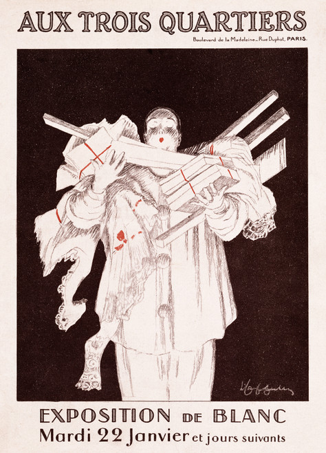 Exposition De Blanc Aux Trois Quartiers Poster by Leonetto Cappiello Vintage 1920 French Fashion Advertisement High Quality Giclee Reproduction Fine Art Print.