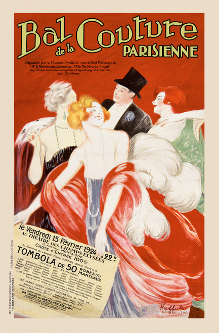 Bal de la Couture Parisienne Poster by Leonetto Cappiello Vintage 1924 French Theater Advertisement High Quality Giclee Reproduction Fine Art Print.