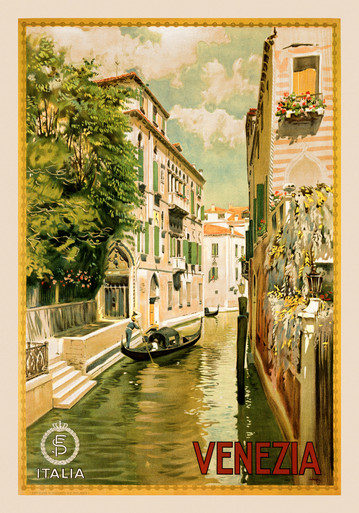 Vacanze in Italia,cartoline vintage di Venezia Stock Illustration