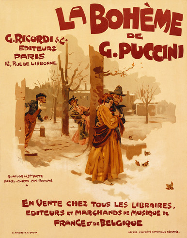 La Boheme 1965 ポスター　レトロ　ヴィンテージ映画ポスター La Boheme De G. Puccini Vintage Poster by Hohenstein 1900 French