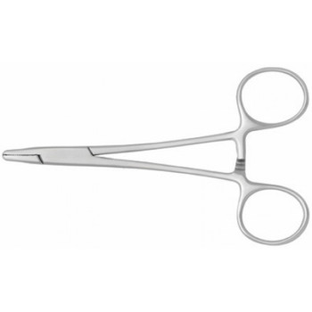 NEEDLE HOLDER   (5")  Serrated Jaws Finger Ring Handle