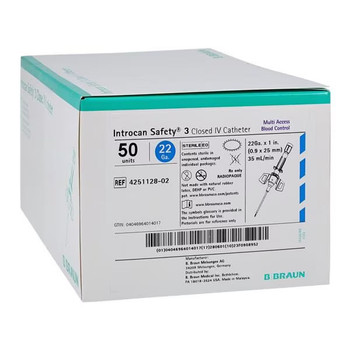 I.V. CATHETER - Introcan Safety 3 (B. Braun) - with Blood Control *SELECT SIZE*