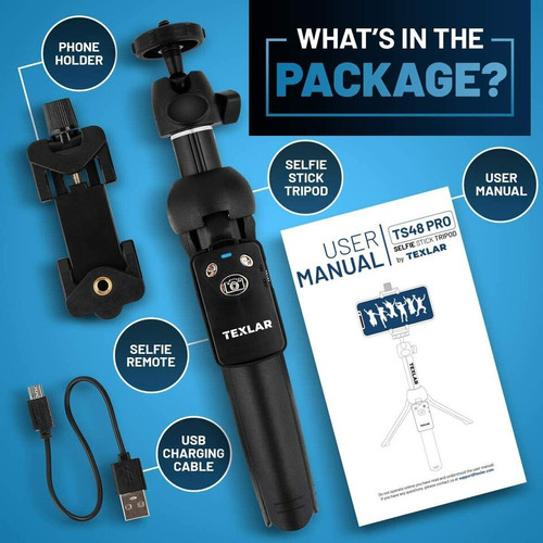 Texlar Selfie Stick Tripod with Remote - for iPhone 17, 16, 15, 14, 13, X & More