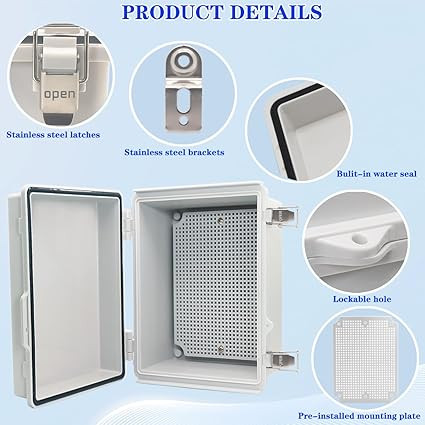 Outdoor Waterproof Electrical Junction Box – IP67 ABS Plastic Enclosure (Grey)