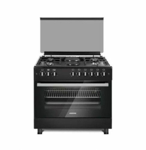 BRUHM-GAS COOKER BGC-9642IB 90*60 STANDING GAS COOKER 4 BURNERS+ 2 ELECTRIC, BLACK