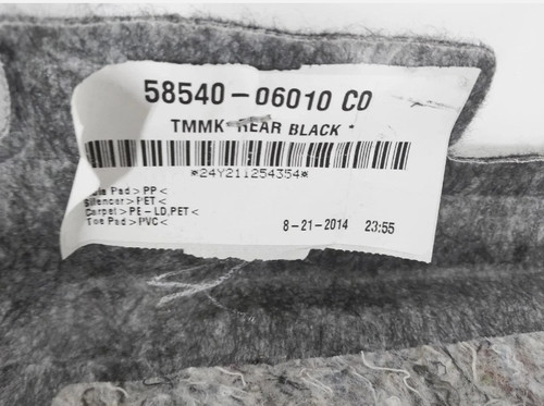 2012-2014 Toyota Camry Rear Interior Floor Carpet Lining - 58540-06010-C0