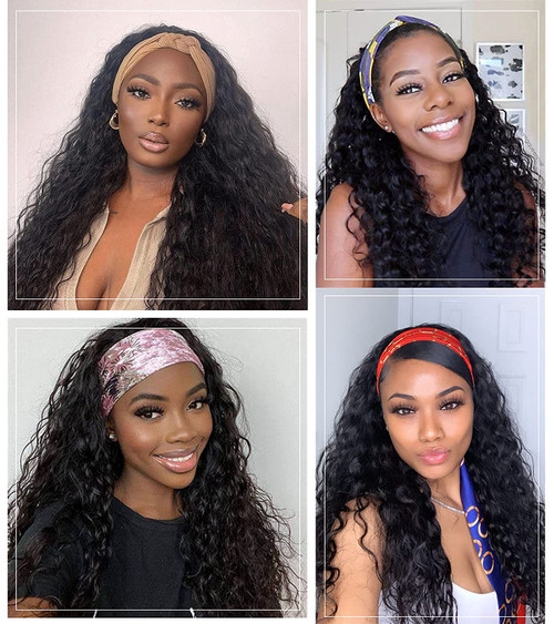 Headband 180% Density Synthetic Glueless Half Wigs - (26 Inch,1B)