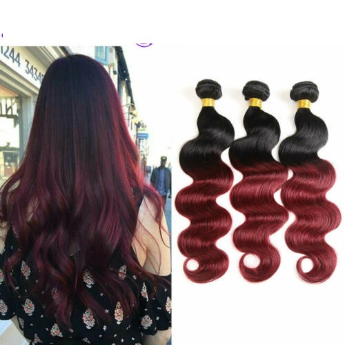 Ombre Brazilian Virgin Human Hair Bundles Body Wave 1/3/4 Extensions Weft 1B/99J