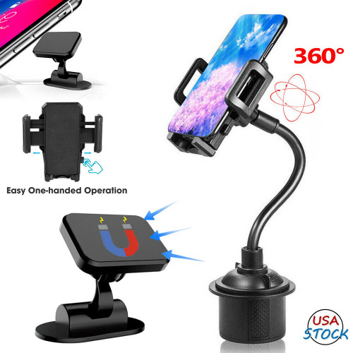 360 Degree Adjustable Car Cup Holder Stand Cradle Mount For Cell Phone Universal - MOQ 25 Pieces