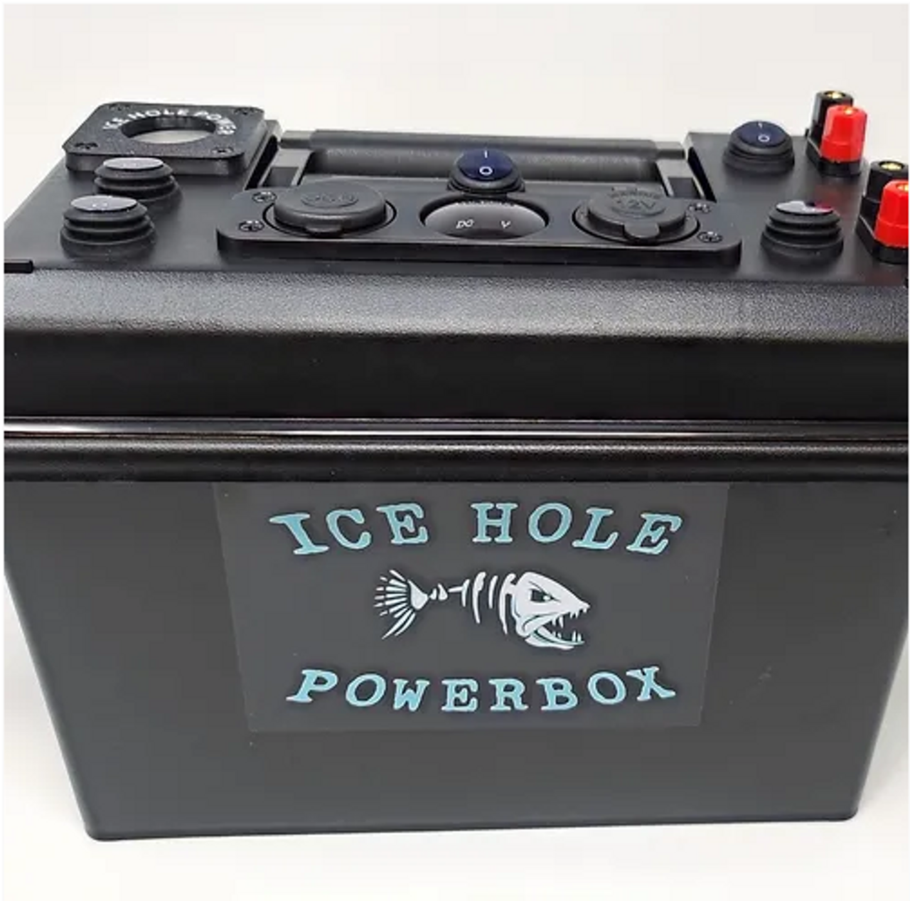 Clancy’s PowerBox 12 Volt Battery Box With Ice Jig Glow Cup.