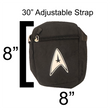 Example of measurements.  All cross body bags in this searies measure the same