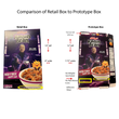 Differences of the front's of the two boxes.