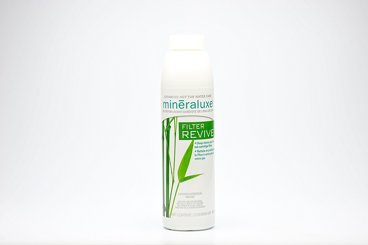 Make Hot Tub Maintenance Easier with Mineraluxe Filter Revive 
Cleaning your hot tub filters can be a hassle, but it doesn't have to be. Introducing Mineraluxe Filter Revive - the fast acting filter cleaner that works in under an hour! Traditional filter cleaners require harsh formulas and more time soaking to do their job, but Mineraluxe allows you to clean your filter quicker and easier. Our unique formula contains Hydrogen Peroxide and powerful cleansers and degreasers that work together to deliver a brighter, cleaner finish in less time. With Mineraluxe Filter Revive, you'll have clearer water with less effort - the perfect combination! So make maintenance easier on yourself and try Mineraluxe Filter Revive today. Your hot tub will thank you! 
