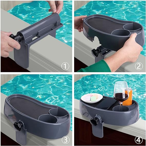 Adjustable Hot Tub Table Tray Side Table Tray for Hot Tub ,Above Ground Pool or Bathtub Spa (1pc)


﻿

Luxury at Your Side – Don’t leave the water to get your drink, sunglasses, or phone. Relax and keep essentials at your fingertips with your new hot tub table from Star Splash!

Are you tired of constantly having to get out of your hot tub just to grab a drink or check your phone? Well, with the Star Splash hot tub tray table, you can keep all your essentials within reach without ever leaving the comfort of your hot tub.

Compatible = Easy – Your hot tub tray table is designed to be compatible with a variety of aboveground hot tubs, spas, and baths. However, it should not be used with pools, in-ground or blow-up versions.

Quality Details – Complete with a cup holder on both sides, your bar table features sturdy ABS plastic and rust-resistant stainless steel, ensuring durability even in wet environments. The non-slip, non-damaging rubber pads also provide added stability for your items. Plus, with drainage holes, you don't have to worry about any excess water pooling on the tray.

Set, Twist, Soak – Installing your spa shelf is a breeze! Simply spin the knob to adjust the pads, tighten by spinning in the opposite direction, and secure with the clips. When you're ready to remove it, just reverse the steps.

Satisfaction Is Our Specialty – At Star Splash, we strive to provide top-notch customer service and pamper our customers with premium hot tub accessories. If you have any questions about our hot tub tray table, please don't hesitate to reach out. We're here to make sure your hot tub experience is as relaxing and enjoyable as possible. So why wait? Add the Star Splash hot tub tray table to your collection of must-have hot tub accessories today!



Features

Luxury at Your Side – Don’t leave the water to get your drink, sunglasses, or phone. Relax and keep essentials at your fingertips with your new hot tub table from Star Splash!

Compatible = Easy – Your hot tub tray table adjusts to a variety of aboveground hot tubs, spas, and baths —though not pools or in-ground or blow-up versions.

Quality Details – Complete with a cup holder on both sides, your bar table features sturdy ABS plastic; rust-resistant stainless steel; nonslip, non-damaging rubber pads; and drainage holes.

Set, Twist, Soak – Chill in no time. To install your spa shelf, simply spin the knob to position the pads, spin the opposite way to tighten, and snap the clips. To remove, reverse the process.

