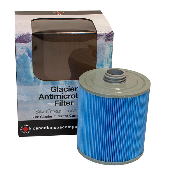 Pure water with the Glacier Antimicrobial Filter


Keep your hot tub safe, clean, and crystal clear. The 50 sqft Glacier Antimicrobial Filter Cartridge with M-Pleat Design is the ultimate replacement filter for your Canadian Spa Company hot tub, reducing maintenance time and maximizing your relaxation.
[Shop and order at Western tub and pool]

Superior filtration for a healthier hot tub
Stop struggling with cloudy water and constant filter replacements. This genuine replacement filter offers premium purification power so you can spend less time maintaining your spa and more time enjoying it.

Unmatched bacteria protection
Infused with advanced antimicrobial materials and Silver Ion technology, the filter plastic naturally disinfects and inhibits the growth of harmful bacteria. This means a safer, odor-free soaking experience for you and your family, without relying on harsh chemicals that irritate the skin.

Double the purification power
The innovative M-Pleat design provides nearly a 100% increase in membrane area compared to standard filters. Paired with a fine mesh pre-filter, it easily captures fine debris and spa contaminants before they reach your filtration system.

Save time and money
Built with heavy-duty spunbonded polyester fabric and injection-molded cores, this filter is designed to last. The easy-to-clean pleats ensure a less frequent replacement schedule, keeping your maintenance costs low.

 

Filter specifications
Ensure the perfect fit for your hot tub with these exact measurements for the KA-10082 model:

Media Area: 50 sq. ft.
Weight: 700g
Dimensions: 146 mm (Diameter) x 157 mm (Length)
Top Style: Handle
Bottom Style: 46 mm SAE Metric Thread
 

Compatible hot tub models
The 50 sqft Glacier Antimicrobial Filter fits the updated and exclusive Canadian Spa Company Mountain Pure filtration system. It is compatible with the following spa models purchased after 2014:

Models requiring one 50 sqft filter:

Calgary
Cambridge
Erie SE
Gander
Kelowna
London SE
Manitoba
Montreal
Muskoka
Okanagan
Saskatoon
Models requiring two 50 sqft filters:

Alberta
Grand Bend
Halifax
Kingston
Niagara
Ottawa
Quebec
Thunder Bay
Toronto SE
Vancouver
Victoria
Winnipeg
 

Frequently asked questions
How do I know if this filter fits my spa?
Check the model list above to see if your hot tub is compatible. If you are still unsure, check your part number if known, or send us pictures, the make and model of the hot tub, and the serial number. We are happy to verify it for you!

What makes the M-Pleat design better than competitors?
Many standard filters use basic pleating that clogs quickly. The M-Pleat design maximizes the surface area of the fabric, allowing for significantly better water flow, superior dirt-trapping capacity, and a longer lifespan between cleanings.

I have a hard-to-find part, can you help?
Absolutely. We specialize in hard to find part assistance. Simply send us an email to fixmytub@gmail.com with your hot tub details, and our experts will track down exactly what you need.

Do you offer advice on hot tub maintenance?
Yes! Water care for your hot tub, swim spa, or pool is crucial for your comfort and safety. Western Tub and Pool offers free at-home tutorials to discuss the intricacies of keeping your water crystal clear and inviting.



Get the right parts for your spa
Whether you need the Glacier Antimicrobial Filter or require hard-to-find part assistance, we are here to help. Call us at 1-855-248-0777 or email us at fixmytub@gmail.com today.
[Shop and order at Western tub and pool]