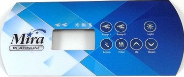 Replacement Dynasty K-85 Topside Control Overlay - 7 Button 2 Pump Mira Platinum

used in with in.xe systems part 15476

with iconic Mira Platinum Logo

protects the topside controller

replace your worn , damaged overlay

Dynasty replacement topside control overlay. Upgrade your spa or hot tub with the Dynasty K-85 Topside Control Overlay featuring the iconic Mira Platinum logo. Compatible with in.xe systems using the k-85 topside control , this replacement  adds a touch of sophistication and personalization to your spa experience.

But it's not just about aesthetics. The K-85 overlay serves an important function - protecting your topside controller from wear and tear. Over time, constant use and exposure to elements can cause damage to your original overlay, making it difficult to read or operate properly.

With the Dynasty K-85 Topside Control Overlay, you can easily replace your worn or damaged part without having to replace the entire topside controller. This not only saves you time and money, but also ensures that your spa remains in top working condition.

The overlay is designed to fit perfectly on your existing topside control, ensuring a seamless transition and hassle-free installation process. Made from high-quality materials, it can withstand daily use and exposure to water and chemicals without deteriorating.

In addition to its durability, the K-85 overlay features an easy-to-read design with clear labels for each function. This makes it easier for users to navigate through the various settings and programs of their spa without any confusion.

Upgrade your spa experience with the Dynasty K-85 Topside Control Overlay today. Not only will it enhance the functionality and aesthetics of your spa, but it will also provide you with peace of mind knowing that you have a reliable and durable control panel at your fingertips.

Looking for other accessories to improve your spa experience? Check out our range of hot tub covers, filters, and chemicals to keep your spa clean and well-maintained. We also offer a variety of spa steps and handrails to make getting in and out of your spa safe and easy.

At Western Tub and Pool we are committed to providing our customers with high-quality products that enhance their relaxation and enjoyment. Our team is dedicated to constantly innovating and improving our products, ensuring that every spa owner has the best experience possible. Upgrade your spa today!