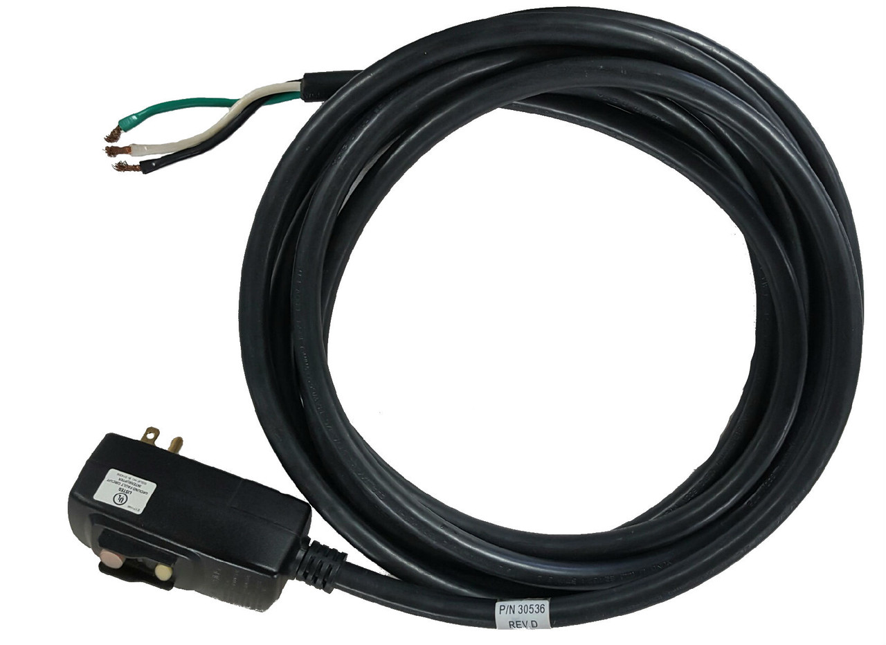 Power your plug-and-play hot tub safely
Get your spa running reliably with our 15 Amp, 120V replacement GFCI cord. Featuring a 15-foot reach and a built-in breaker, it is the perfect safeguard for your standard plug-and-play hot tub.
[Shop and order at Western Tub and Pool]

Built for safety, designed for convenience
Protect your family and your spa
Equipped with a rainproof ground fault circuit interrupter (GFCI) right at the plug end, this cord instantly cuts power if an electrical fault is detected. Built-in test and reset buttons with an indicator light make regular safety checks effortless, giving you total peace of mind while you soak.
Unmatched reach and durability
Stop relying on dangerous extension cords. Our heavy-duty 14-3 SJTW 15-foot cord gives you the flexibility to place your spa exactly where you want it while easily reaching your standard outdoor receptacle.
Seamless plug-and-play installation
Designed specifically for 110V-120V applications, this cord features a bare wire on one end for a straightforward, permanent connection to your hot tub's control system.

Product specifications, dimensions, and weights
Amperage: 15 Amp
Voltage: 110V / 115V / 120V (Standard North American household voltage)
Cord Length: 15 feet
Wire Type: Heavy-duty 14-3 SJTW
Shipping Dimensions: 13 x 10 x 3 inches
Shipping Weight: 2.95 lbs
Cross-Reference Part Numbers: 30536, 25101, 91063, X600074, 94045, 30336028-03, SPA/TOWERGFICORD

Hot tub and model compatibility
This universal 15 Amp GFCI cord is compatible with a wide range of plug-and-play spa controls. Compatible hot tubs and models that use this product include:
Clarity Spas: CLS 360, CLS 415
Contractor Series: CS 360, CS 415, CLS 415
Down East Spas: Bar Harbor 110v
Getaway Spas: Bar Harbor SE, Ocho Rios SE, San Miguel, Ocho Rios CS
Healthy Living Hot Tubs: HL 620L, HL 616L
Twilight Series Spas: TS 120
Other Compatible Brands: Viking Spas, Coast Spas, Clearwater Spas, QCA Spas (Dream and Star Series)
Check here and our online catalogue or call us to verify compatibility with your specific control system.

Hard to find part assistance
Struggling to track down the exact replacement hot tub repair parts for your spa? We are here to help. Check your part number if known, or send us pictures, the make and model of the hot tub, and your serial number.
Send us an email to fixmytub@gmail.com or call Western Tub and Pool at 1-855-248-0777 for expert assistance.


Frequently asked questions
How do I know if this cord will fit my hot tub?
This cord is designed for standard 110V-120V plug-and-play spas requiring a 15 Amp connection and replaces most standard factory GFCI cords. If you are unsure, contact our team with your spa's make and model.
How often should I test the GFCI plug?
We recommend testing the GFCI breaker regularly using the built-in "Test" button to ensure it is functioning correctly and keeping your spa safe.
Do you offer maintenance advice for my hot tub?
Absolutely. New to hot tubs and pools or just looking for refresher tricks and tips to keep that water crystal clear and inviting? Water care for your hot tub, swim spa, or pool is crucial for your comfort and safety. Western Tub and Pool has free tutorials at your home to discuss the intricacies of your spa, hot tub, or pool.

Get your hot tub running today
[Shop and order at Western Tub and Pool]