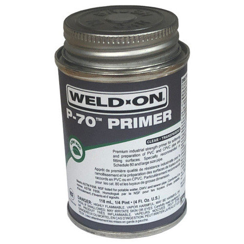 The Ultimate Primer for Durable Spa Repairs
Secure your hot tub plumbing with P-70™ Primer. Designed for both rigid and flexible connections, it ensures a leak-free seal every time.
[Shop P-70™ Primer Now at Western Tub and Pool]



Seal the deal on spa leaks
When repairing your hot tub or spa, the bond is only as good as the preparation. P-70™ Clear Primer is the professional choice for prepping surfaces before gluing, ensuring your repairs last for years to come.

Versatile application
Stop guessing which primer to buy. The P-70™ formula is engineered to work perfectly on both rigid PVC piping and flexible spa hoses, making it the only primer you need in your toolbox.

Professional, clean finish
Unlike standard purple primers that leave messy, visible stains on your equipment, our P-70™ Primer is completely clear. You get a professional-grade bond without the unsightly residue.

Expert support included
We don't just sell parts; we know spas. If you are unsure about your repair or need guidance on installation, our team at Western Tub and Pool is ready to help.



Frequently asked questions
Is this primer suitable for flexible spa hoses?
Yes! The P-70™ Primer is specifically formulated to prepare both rigid pipe and flexible tubing for a secure bond.

Do I still need glue or cement?
Yes. This is a primer used to clean and soften the pipe surface before applying the solvent cement (glue). Using this primer significantly increases the strength of the joint.

I'm not sure if this is the right part. Can you help?
Absolutely. We specialize in hot tub and spa replacement parts. Give us a call at 1-855-248-0777 for personal assistance or more information.


Get your spa back in action
Don't let a small leak keep you out of the water. Order your 1/4 Pint of P-70™ Primer today and fix it right the first time.
[Buy Now at Western Tub and Pool]