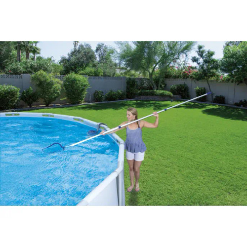 The Deluxe pool Maintenance Kit is here to make pool cleaning a breeze! It comes with all the necessary pool cleaning tools, so you don't have to worry about scrounging around for anything. The kit includes aiming to make your life easier, a skimmer net for catching all those pesky debris in the pool, and a trusty and dependable pool vacuum with a removable and reusable leaf bag - perfect for larger-diameter pools. Not to mention, it comes with an adjustable aluminum pole and hose which attaches easily to any filter pump so you can start cleaning your pool right net and vacuum that attaches an adjustable aluminum pole and hose - perfect for the pump to the swimming pool vacuum. With various attachments, it's ready to tackle any grime and algae on the floor and walls of the pool, so your dream oasis can stay in top shape all season long! So grab your Deluxe Maintenance Kit today and let it make life a little easier while you relax by the pool. 1-855-248-0777