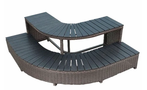 Elevate Your Hot Tub With Premium Corner Steps


Transform your backyard oasis with the Canadian Spa Company Wicker Corner Steps (KF-10080). Designed for ultimate safety and unmatched style, these slip-resistant steps make accessing your square or rectangular hot tub easier than ever.

Step into relaxation with confidence
Getting in and out of your hot tub should be a safe and seamless experience. The Canadian Spa Company square surround furniture corner steps offer a perfect blend of functionality and elegance, ensuring your spa area looks luxurious while keeping you and your guests safe.

Built to last
Constructed from slip-resistant synthetic wood and featuring a rust-proof aluminum frame, these steps are designed to withstand harsh weather conditions and constant water exposure without rotting or fading.

Effortless maintenance
The innovative slat design allows for easy water drainage, preventing pooling and potential slipping hazards. Plus, keeping your steps looking brand new is as simple as wiping them down with a mild detergent and rinsing them with a garden hose.

Create a custom oasis
With a beautiful wicker rattan finish, this modular unit can be placed alongside other pieces from the Square Spa Surround Furniture Collection. Use multiple corner and straight steps side by side to create an attractive, wrap-around effect for your spa.

Dimensions and specifications
Before you order, ensure these premium hot tub steps are the perfect fit for your outdoor space:

Assembled Dimensions: 22 inches x 62 inches x 17 inches
Packaged Dimensions: 30 inches x 64 inches x 8 inches
Assembled Weight: 34 to 40 lbs
Step Color: Brown
Number of Steps: 2-Tier design
Compatible hot tub models
While these wicker corner steps are meticulously designed to complement Canadian Spa Company hot tubs, their versatile design means they can be used for virtually any make or model of square or rectangular spas.

Popular compatible Canadian Spa Company models include:

Saskatoon Patio Spa
Muskoka 5-Person Plug and Play
Toronto SE 6-Person Hot Tub
Yukon 2-Person Plug and Play
St. Lawrence 16ft Swim Spa
Any standard square or rectangular hot tub on the market!

Frequently asked questions
Will these steps fit my specific hot tub model?
Yes! While they are part of the Canadian Spa Company square surround furniture line (KF-10080), these modular steps are designed to be universally compatible with almost any square or rectangular hot tub make and model.

How do I clean and maintain the wicker corner steps?
Your outdoor furniture can quickly and easily be cleaned by spraying it down with a hose. When you want a more thorough clean, wipe the frames with a mild detergent in lukewarm water, rinse, and let dry. Avoid strong detergents and abrasive cleaners.

I am looking for a specific hot tub replacement part. Can you help?
Absolutely. If you need hard to find product part assistance, send us an email to fixmytub@gmail.com. Check your part number if known, or send us pictures, the make and model of the hot tub, and the serial number so our experts can track down exactly what you need.

How do I order these steps or other hot tub parts?
You can browse our extensive online catalog of hot tub spa parts, repair products, and replacements, or speak directly with our team for personalized assistance.

Complete your hot tub setup today
Upgrade your backyard experience with safe, stylish, and durable hot tub steps. Call us at 1-855-248-0777 to get started.