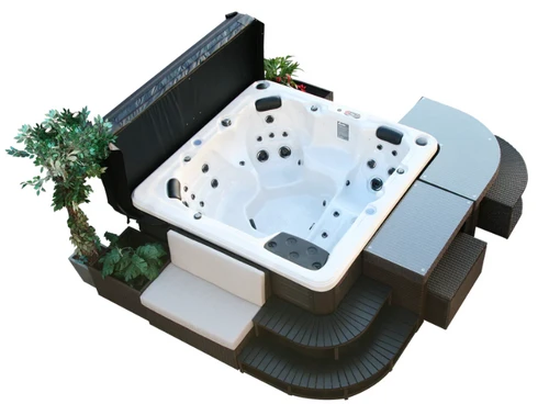 Elevate Your Hot Tub With Premium Corner Steps


Transform your backyard oasis with the Canadian Spa Company Wicker Corner Steps (KF-10080). Designed for ultimate safety and unmatched style, these slip-resistant steps make accessing your square or rectangular hot tub easier than ever.

Step into relaxation with confidence
Getting in and out of your hot tub should be a safe and seamless experience. The Canadian Spa Company square surround furniture corner steps offer a perfect blend of functionality and elegance, ensuring your spa area looks luxurious while keeping you and your guests safe.

Built to last
Constructed from slip-resistant synthetic wood and featuring a rust-proof aluminum frame, these steps are designed to withstand harsh weather conditions and constant water exposure without rotting or fading.

Effortless maintenance
The innovative slat design allows for easy water drainage, preventing pooling and potential slipping hazards. Plus, keeping your steps looking brand new is as simple as wiping them down with a mild detergent and rinsing them with a garden hose.

Create a custom oasis
With a beautiful wicker rattan finish, this modular unit can be placed alongside other pieces from the Square Spa Surround Furniture Collection. Use multiple corner and straight steps side by side to create an attractive, wrap-around effect for your spa.

Dimensions and specifications
Before you order, ensure these premium hot tub steps are the perfect fit for your outdoor space:

Assembled Dimensions: 22 inches x 62 inches x 17 inches
Packaged Dimensions: 30 inches x 64 inches x 8 inches
Assembled Weight: 34 to 40 lbs
Step Color: Brown
Number of Steps: 2-Tier design
Compatible hot tub models
While these wicker corner steps are meticulously designed to complement Canadian Spa Company hot tubs, their versatile design means they can be used for virtually any make or model of square or rectangular spas.

Popular compatible Canadian Spa Company models include:

Saskatoon Patio Spa
Muskoka 5-Person Plug and Play
Toronto SE 6-Person Hot Tub
Yukon 2-Person Plug and Play
St. Lawrence 16ft Swim Spa
Any standard square or rectangular hot tub on the market!

Frequently asked questions
Will these steps fit my specific hot tub model?
Yes! While they are part of the Canadian Spa Company square surround furniture line (KF-10080), these modular steps are designed to be universally compatible with almost any square or rectangular hot tub make and model.

How do I clean and maintain the wicker corner steps?
Your outdoor furniture can quickly and easily be cleaned by spraying it down with a hose. When you want a more thorough clean, wipe the frames with a mild detergent in lukewarm water, rinse, and let dry. Avoid strong detergents and abrasive cleaners.

I am looking for a specific hot tub replacement part. Can you help?
Absolutely. If you need hard to find product part assistance, send us an email to fixmytub@gmail.com. Check your part number if known, or send us pictures, the make and model of the hot tub, and the serial number so our experts can track down exactly what you need.

How do I order these steps or other hot tub parts?
You can browse our extensive online catalog of hot tub spa parts, repair products, and replacements, or speak directly with our team for personalized assistance.

Complete your hot tub setup today
Upgrade your backyard experience with safe, stylish, and durable hot tub steps. Call us at 1-855-248-0777 to get started.