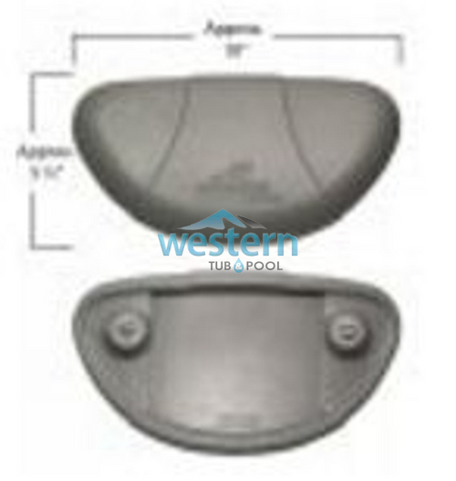 Front view of the Dimension One Replacement Home Headrest Pillow Gray 01510-0593G - DIM01510-0593G. Western tub and pool 1-855-248-0777.