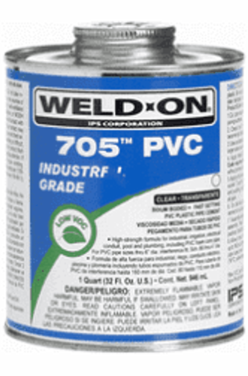 If you want your Hot Tub to last for years, you'll need the strength and reliable performance of 705™ PVC MEDIUM BODIED - QUART. This powerful PVC Glue is designed to permanently bond rigid PVC pipes in Hot Tubs, as well as other exterior applications including pools, spas, water features and virtually any other PVC joint. Its high-strength formulation ensures a fast permanent bond and a leak free seal that will last for years to come. Hot Tubs are meant to be enjoyed, so make sure your pipes are securely held together with 705™ PVC MEDIUM BODIED - QUART! Get the job done right and enjoy Hot Tub bliss for years to come. 1-855-248-0777 