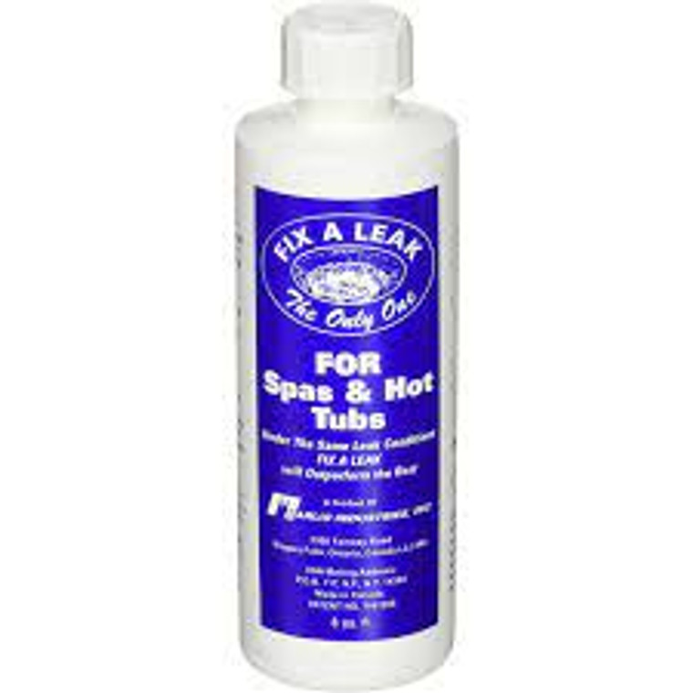 Losing your hot tub to a leaky pipe? Don't worry, Fix A Leak 8oz is here to save the day! This specially formulated leak sealer works on Rigid and Flex PVC Hot Tub plumbing, making it easy to repair leaks quickly. Just follow the simple instructions and you'll be back in business in no time. So don't let a leaky pipe ruin your Hot Tub fun, Fix A Leak is here to help. Get some today and experience the power of Fix A Leak 8oz!  1-855-248-0777