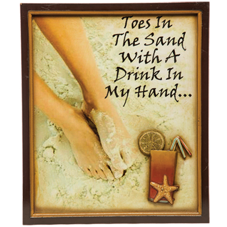 This beach- and drink-themed wall art is sure to be the perfect addition to any patio or hot tub. It adds an artistic touch while adding a dose of wit that can bring a smile to anyone's face! And it doesn't just have to be limited to outdoors - the unique design will jazz up any interior wall decor as well. So bring a little bit of the beach and a whole lot of fun to your walls with this one-of-a-kind wall art! 
   Or, if you really want to make a statement, why not get two? After all, double the wall art means double the fun! You'll be sure to impress your friends when they come over for a relaxing night of drinks. So don't wait - get your beach and drink-themed wall art now and make sure your walls are the life of any party! 
This wall art sign is not only stylish, but it's also made with quality materials that will last season after season.