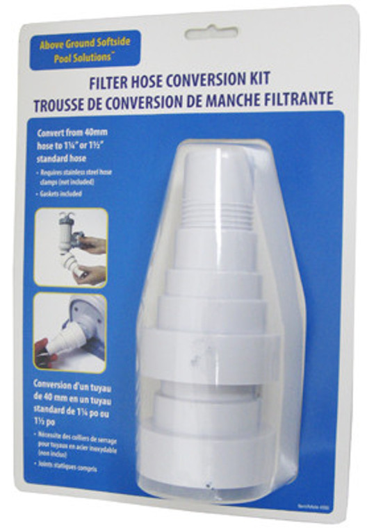 Introducing the ultimate hose conversion kit - say goodbye to those days of mismatched hoses and filter sizes! This handy kit allows you to quickly and easily convert a 40mm thread size to either 1-1/4" or 1-1/2" hose, so you can get back to your project in no time. 

The kit includes two 40mm female threaded x 1-1/4" - 1/-1/2" hose fitting adaptors. All you need to do is attach the female threaded end to the 40mm male threaded equipment and then connect a compatible hose on the other end, et voila! Problem solved. Gaskets and stainless steel hose clamps are not included, but hey, that's why you've got this kit! Get ready to tackle your next project with the help of our hose conversion kit. It's the perfect solution for a wide range of applications.  So, what are you waiting for? Upgrade your toolbox today and get ready to make converting hoses easy peasy!