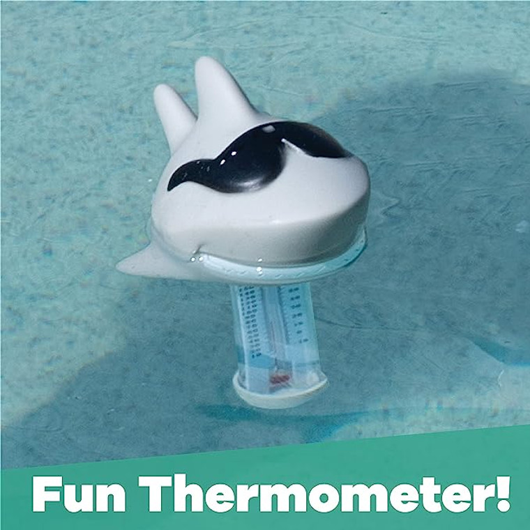 Introducing the Surfin Shark Thermometer, the coolest way to measure temperature since...well, ever! Dive into the world of accurate temperature readings with this fin-tastic thermometer that brings the heat while making a splash!

Whether you're chilling by the pool or hanging out at the beach, this thermometer is your trusty sidekick for Fahrenheit and Celsius readings. No more guessing whether it's hotter than a searing sun or colder than a penguin's ice cream party. With the Surfin Shark Thermometer, you'll be in the know!

But wait, there's more! This shark-tacular device comes equipped with a shatter-resistant casing, ensuring that even the wildest wave or the rowdiest pool party won't stand a chance against its durability. We've put it through rigorous testing with some gnarly wipeouts, and it came out on top every time.

Measuring at a sleek and convenient 9 inches in height and 3-1/2 inches in diameter, this thermometer won't take up precious space in your beach bag or picnic basket. It's small enough to stash away, yet big enough to make a statement.

Oh, and did we mention it comes with a tether? That's right! You can now keep your Surfin Shark Thermometer in place, so it won't float away or go rogue like a sneaky seagull. Just attach the tether and rest easy knowing your temperature-tracking shark buddy is always by your side.

Last but certainly not least, the Surfin Shark Thermometer flaunts an eye-catching, shade-wearing shark design that will make all the beachgoers envy your style. Who said measuring temperature had to be boring? We're taking it to a whole new level of coolness.

So, whether you're a beach bum, a poolside lounger, or simply enjoy making waves, the Surfin Shark Thermometer is the must-have summer accessory. Get ready to ride the temperature wave like a pro and bring a splash of fun to your thermometer game. Catch this shark before it swims away!