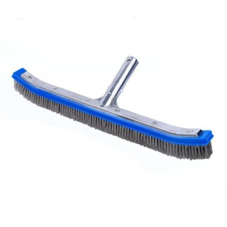 Introducing the Pro Series Aluminum Back Wall Brush 18" - your ultimate partner in pool wall cleanliness this Summer! Say goodbye to stubborn spots and hello to a pristine poolside oasis. This deluxe wall brush is the secret weapon you need to keep your pool walls sparkling like never before.

Measuring a generous 18 inches in length, this brush is ready to tackle even the most challenging cleaning tasks with its sturdy bristles. No more pesky debris or dirt hiding in the corners, as this brush is designed to power through them effortlessly.

But that's not all - the backing of this remarkable wall brush is crafted from polished aluminum. Not only does it add a touch of sleek elegance, but it also ensures the brush remains lightweight and incredibly durable. Say goodbye to worries about corrosion ruining your cleaning tool. The Pro Series Aluminum Back Wall Brush 18" is built to last and keep your pool looking its best all Summer long.

So dive into a worry-free cleaning experience and let the Pro Series Aluminum Back Wall Brush 18" work its magic. Watch as your pool walls transform from lackluster to lustrous, bringing a whole new level of enjoyment to your swimming adventures. Get ready to make a splash with this indispensable poolside companion!