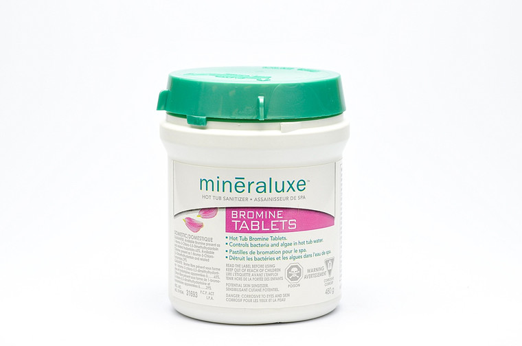 Mineraluxe Bromine Tablets 480g 
﻿

Hot Tub's Best Friend!
Are you looking for something to keep your hot tub free from harmful micro-organisms? Look no further — Mineraluxe Bromine Tablets are here! Our slow dissolving tablets offer excellent protection against bacteria and algae, making them the perfect solution for maintaining a clean and healthy hot tub. Our Bromo-Chloro-Dimethylhydantoin tablets are ideal for use in auto brominators or floating dispensers, and come in 480g packages that last a long time.

With Mineraluxe Bromine Tablets, you'll be able to enjoy your hot tub without worrying about the health risks of contaminants. Plus, our tablets are easy to use — no special tools or skills required! So what are you waiting for? Get your Mineraluxe Bromine Tablets today and take the first step towards keeping your hot tub clean and safe.

It's time to give your hot tub the protection it needs. With Mineraluxe Bromine Tablets, you can rest assured that your hot tub is safe and clean. Get your Mineraluxe Bromine Tablets today, and start enjoying peace of mind in the water! 