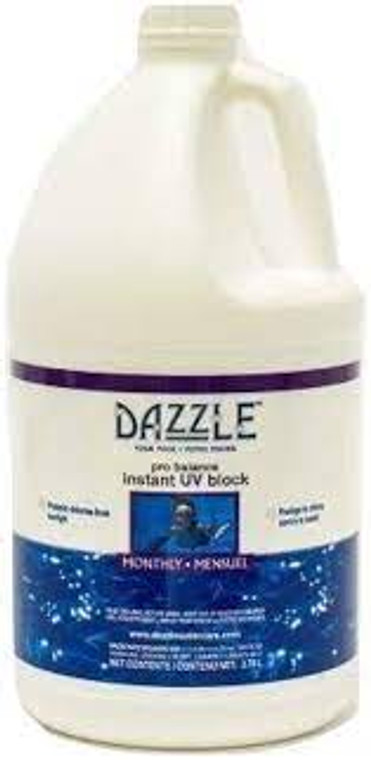 DAZZLE Pro Balance Instant UV Block 3.79 L is a must-have product for maintaining the quality of your hot tub. While hot tubs are a great addition to any backyard, they require regular maintenance and careful consideration when it comes to chemicals.
One common issue that hot tub owners face is the buildup of calcium deposits on surfaces and inside pipes. These deposits not only look unsightly but can also affect the performance of your hot tub.
This is where DAZZLE Pro Balance Instant UV Block 3.79 L comes in. Its unique formula helps prevent and remove calcium deposits, keeping your hot tub clean and running smoothly. It works by binding to calcium ions, preventing them from forming deposits on surfaces and pipes.
Using this product regularly can also prolong the lifespan of your hot tub. With less calcium buildup, it reduces strain on the pump and other components, leading to fewer repairs and replacements in the long run.
Not only does DAZZLE Pro Balance Instant UV Block 3.79 L protect your hot tub, but it also protects you. UV rays from sunlight can cause damage to hot tub surfaces over time. By using this product, you can ensure that your hot tub remains protected from the harmful effects of UV rays.
In addition to calcium buildup and protection from UV rays, DAZZLE Pro Balance Instant UV Block 3.79 L also helps maintain the proper pH balance of your hot tub water. This is important for keeping the water clean and safe for use. 1-855-248-0777