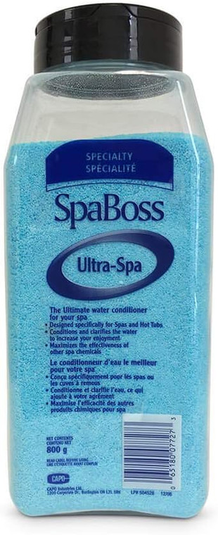 Introduction to SpaBoss Ultra-Spa Water Conditioner
SpaBoss Watercare Solutions is a trusted brand when it comes to providing top-notch water treatment products for hot tubs, swim spas, and pools. One of their popular products is the SpaBoss Ultra-Spa water conditioner in 800g size.

What is SpaBoss Ultra-Spa Water Conditioner?
SpaBoss Ultra-Spa water conditioner is an 800g product that aims to provide hot tub owners with soft, silky feeling water. It contains special ingredients that help create a pleasant bathing experience for users.

Benefits of Using SpaBoss Ultra-Spa Water Conditioner
Using SpaBoss Ultra-Spa water conditioner in your hot tub comes with numerous benefits. Firstly, it leaves your skin feeling soft and silky, making your hot tub experience even more enjoyable. Additionally, the mild fresh scent of this water conditioner adds to the overall spa-like ambiance, creating a relaxing atmosphere for you to unwind in.

Suitable for Any Hot Water Treatment
The versatility of SpaBoss Ultra-Spa water conditioner makes it suitable for use in any hot water treatment. Whether you have a hot tub, swim spa, or pool, this product can be used to enhance the quality of your water. Its effectiveness and ease of use make it a popular choice among hot tub owners.

Conclusion
Investing in high-quality water treatment products is crucial for maintaining the longevity and cleanliness of your hot tub. With SpaBoss Ultra-Spa water conditioner, you can enjoy soft, silky feeling water and a pleasant spa-like experience every time you use your hot tub. So why wait? Try it out for yourself and see the difference it makes in your hot tub maintenance routine. Remember, happy hot tubbing starts with proper water care! Happy relaxing! We hope this introduction has been informative and helpful to you as a hot tub owner. Stay tuned for more tips and tricks on how to keep your hot tub in top condition with SpaBoss Watercare Solutions.