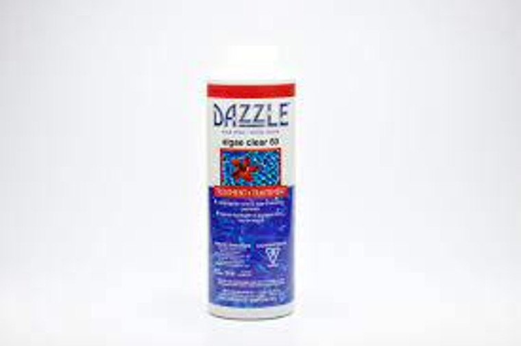 
Dazzle Algae Clear 60 Treatment 1 L is a highly effective treatment for removing algae and preventing its growth in hot tubs. This product is specifically designed to work with Dazzle chemicals, ensuring the best results for your hot tub.
Hot tubs are a popular choice for homeowners looking to relax and unwind at home. However, with frequent use, hot tubs can quickly become a breeding ground for bacteria and algae. This is where Dazzle Algae Clear 60 Treatment comes in.
Algae growth in hot tubs can be caused by a number of factors, including insufficient sanitization, high temperatures, and poor water circulation. If left untreated, algae can turn your once sparkling clean hot tub into a murky green mess. Not only is this unsightly, but it can also pose health risks to those using the hot tub.
Regular use of Dazzle Algae Clear 60 Treatment can help prevent algae growth in your hot tub, keeping the water clean and clear for a more enjoyable experience. This product works by attacking algae at its source, effectively eliminating it and preventing its regrowth.
Using Dazzle Algae Clear 60 Treatment is easy and hassle-free. Simply add the recommended amount to your hot tub, following the instructions on the label. For best results, it is recommended to use this treatment weekly as part of your regular hot tub maintenance routine.
It is important to note that while Dazzle Algae Clear 60 Treatment is highly effective in preventing algae growth, it is not a sanitizer. It should be used in conjunction with other Dazzle chemicals, such as sanitizers and shock treatments, for a complete and balanced hot tub maintenance routine.
In addition to its effectiveness, another great feature of Dazzle Algae Clear 60 Treatment is that it is gentle on both your hot tub and those using it. Unlike harsh chemicals that can irritate the skin and eyes, this treatment is gentle yet powerful, making it safe for all hot tub users.
With Dazzle Algae Clear 60 Treatment, you can enjoy your hot tub without worrying about algae growth. Say goodbye to murky water and hello to a clean and clear hot tub experience with Dazzle chemicals. Trust in Dazzle to keep your hot tub looking and feeling its best.  So, use Dazzle Algae Clear 60 Treatment for a hassle-free and enjoyable hot tub experience every time. 
So why wait? Try Dazzle Algae Clear 60 Treatment today and see the difference it can make in your hot tub maintenance routine. Say goodbye to algae growth and hello to a crystal-clear hot tub with Dazzle. Don't forget to check out other great Dazzle products for all your hot tub needs!  So, keep your hot tub clean and inviting with Dazzle Algae Clear 60 Treatment. Happy soaking!  1-855-248-0777 