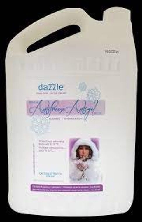 
Dazzle Premium Anti-Freeze is a must-have for any hot tub owner. This 3.78-liter container of premium anti-freeze is specially designed to protect your hot tub during the winter months when temperatures drop below freezing. 
Not only does Dazzle Premium Anti-Freeze prevent water from freezing and causing damage to your hot tub, but it also helps maintain the efficiency and longevity of your hot tub's equipment. 
But Dazzle Premium Anti-Freeze is not just limited to hot tubs - it can also be used for other outdoor water features, such as pools and spas.
When it comes to maintaining your hot tub or pool, a variety of chemicals are necessary for proper care. However, using too many chemicals can be harmful and even counterproductive. That's why using a trusted brand like Dazzle is important – their products are specifically formulated to work together, making it easier for you to maintain your hot tub or pool.
Aside from keeping your hot tub safe during the winter, Dazzle Premium Anti-Freeze can also be used for pool opening and closing. Opening and closing your pool requires careful attention and the right products to ensure a smooth transition. Dazzle Premium Anti-Freeze is an essential part of this process, providing protection for your pool during colder months and helping to prepare it for reopening in the spring.
With Dazzle's premium line of products, you can be sure that your hot tub or pool is receiving top-quality care. So whether you're looking to protect your hot tub during the winter or prepare your pool for the summer season, Dazzle Premium Anti-Freeze is a trusted choice that will give you peace of mind and help maintain the beauty and functionality of your outdoor water features.  So why wait? Make sure to stock up on Dazzle Premium Anti-Freeze today! 
Remember, proper maintenance is key to enjoying your hot tub or pool year-round. With Dazzle, you can trust that your water features are in good hands. Keep them clean, efficient, and protected with Dazzle Premium Anti-Freeze. Don't let winter weather or the opening and closing process ruin your hot tub or pool – choose Dazzle for all your outdoor water care needs.  Happy soaking!  1-855-248-0777 