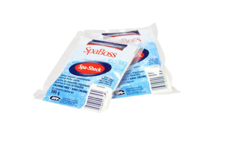  

SpaBoss Spa Shock 

size 100 gr packets

Introduction

The SpaBoss Spa Shock is the perfect solution to keeping your hot tub water clean and safe. This 100 gr of non-chlorine shock is essential for maintaining a healthy spa environment, especially when used in conjunction with a regular maintenance routine.

What is Spa Shock?

Spa shock is a powerful oxidizer that removes organic materials from hot tub water. These materials include soap, oils, deodorants and other impurities that can build up over time from regular use. These contaminants can cause unpleasant odors, cloudy water and even skin irritation if not properly removed.

Why is Spa Shock Important?

The SpaBoss Spa Shock is designed specifically for hot tubs and is the key to keeping your chlorine or bromine sanitizers working effectively. Microorganisms don’t stand a chance against this powerful shock treatment, ensuring that your spa water remains clean and healthy for all users. Additionally, regular use of Spa Shock helps prevent buildup on spa surfaces, extending the life of your hot tub.

**How to Use Spa Shock

Using the SpaBoss Spa Shock is simple and only takes a few minutes. First, ensure that your hot tub water is properly balanced with the right pH and alkalinity levels. Then, add 2oz of shock per 500 gallons of water directly to the spa with the jets running. Wait at least 15 minutes before using your hot tub again.

 

Spa shock is an oxidizing agent that helps break down organic materials . This product is not a sanitizer or an algaecide. For routine disinfection, use  registered product according to label directions.

 

comparable products

SpaBoss Spa Shock is comparable to:

Arctic Pure Refresh
Rendezvous Activate
Leisure Time Boost non-chlorine Shock
Leisure Time Renew non-chlorine shock oxidizer
Leisure Time Renew Tabs
Spa Essentials Spa Shock
Spa Guard Spa Lite
Dazzle Amaze
Spa Synergy Clear
Beachcomber Bromate
Beachcomber Care Free
Tabex Shock N' Soak