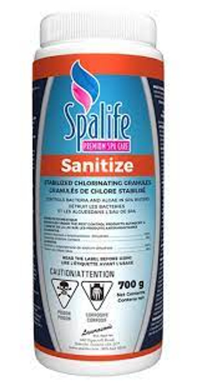 As a hot tub owner, you know how important it is to keep your spa water clean and sanitized. Using the right chemicals is essential in maintaining a safe and enjoyable spa experience. One of the most popular products in the market for sanitizing hot tubs is Spa Life Sanitize 700g - Stabilized Chlorinating Granules.
Spa Life Sanitize  700g is a stabilized chlorinating granule that effectively disinfects and sanitizes hot tub water. It contains active ingredients such as sodium dichloro-s-triazinetrione, which ensures the elimination of bacteria, viruses, and other contaminants in your spa water. This product is easy to use - simply add the recommended amount of granules directly into the water while the pump is running and let it circulate for at least 15 minutes before use.
But why choose Spa Life Sanitize 700g over other sanitizing products? For one, the granules are stabilized, meaning they will not evaporate as quickly as unstabilized chlorine. This ensures a longer lasting sanitation effect, saving you time and money in the long run. Additionally, the granules are fast-dissolving, making it easier to maintain proper chlorine levels in your hot tub.
Moreover, Spa Life Sanitize 700g is specifically designed for use in hot tubs and spas. This means that the product is formulated to work best in warm water and will not cause any damage or discoloration to your spa surface. It is also compatible with most spa chemicals, making it a versatile choice for your hot tub maintenance.
Using Spa Life Sanitize 700g regularly will not only keep your spa water clean and clear, but it also helps prevent the buildup of harmful bacteria and algae. This not only ensures a safe and hygienic spa experience for you and your family, but it also prolongs the life of your hot tub.
In addition to its effective sanitizing capabilities, Spa Life Sanitize 700g is also environmentally friendly. The granules are non-toxic and will not harm plants or animals when used as directed. This makes it a great option for those who are conscious about the impact of their spa maintenance on the environment.
In conclusion, using Spa Life Sanitize 700g - Stabilized Chlorinating Granules is a smart and practical choice for keeping your hot tub water clean and safe. It is easy to use, long-lasting, specifically formulated for hot tubs, and environmentally friendly - making it a top pick among spa owners. So why settle for anything less when you can give your spa the best with Spa Life Sanitize 700g.  So, if you want to enjoy a hassle-free and enjoyable spa experience, make sure to stock up on Spa Life Sanitize 700g for your next hot tub maintenance session. Your hot tub will thank you!  1-855-248-0777 
