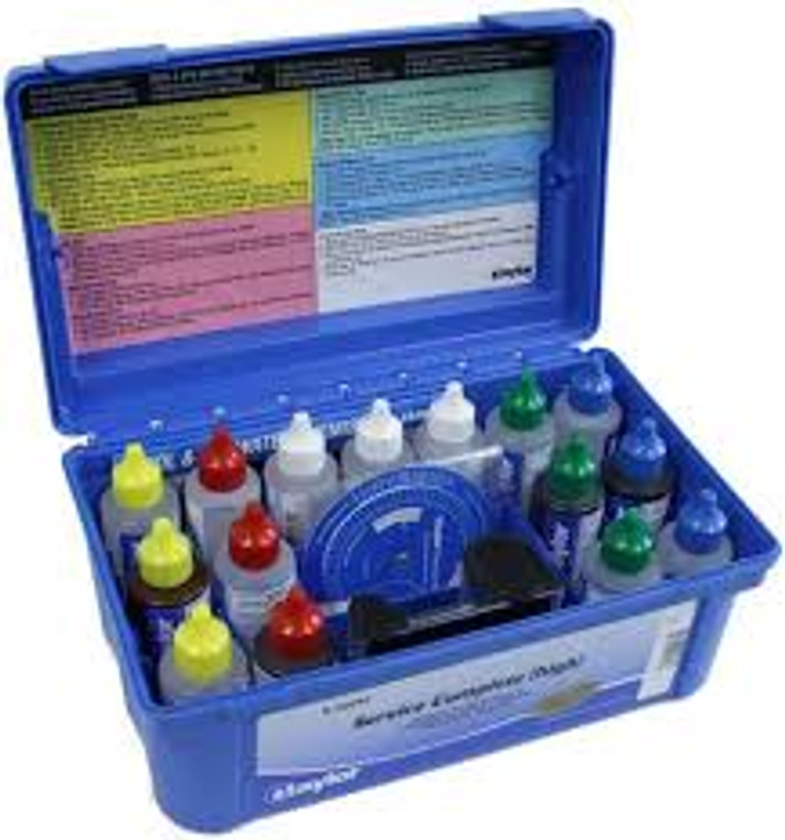 
  Service Complete Kit For Cl/Br, pH, Alk, CH, CYA (DPD–high Range) (2oz Bottle) 

The Service Complete kit is an essential tool for any pool or spa owner. It includes everything you need to maintain your water chemistry and ensure a safe and enjoyable swimming experience.
Chlorine/Bromine (Cl/Br)
One of the most important aspects of pool maintenance is maintaining proper levels of chlorine or bromine in the water. These chemicals are responsible for killing bacteria and keeping the water clean and safe. The Service Complete kit includes a DPD (diethyl-p-phenylenediamine) reagent for testing chlorine and bromine levels in your pool or spa.
pH
Another key factor in maintaining clear, healthy water is monitoring the pH level. pH measures how acidic or basic the water is, with ideal levels falling between 7.2-7.8. The Service Complete kit includes a phenol red reagent for testing pH levels and ensuring proper balance in your pool or spa.
Alkalinity (Alk)
Alkalinity refers to the level of alkaline substances in the water, including bicarbonates, carbonates, and hydroxides. Proper alkalinity levels help to stabilize the pH and prevent rapid fluctuations. The Service Complete kit includes a titration reagent for testing alkalinity levels in your pool or spa.
Calcium Hardness (CH)
Calcium hardness measures the amount of dissolved calcium in the water, which can impact the lifespan of your pool or spa equipment. Low calcium hardness can cause corrosion, while high levels can lead to scaling and cloudy water. The Service Complete kit includes a titration reagent for testing calcium hardness levels in your pool or spa.
Cyanuric Acid (CYA)
Cyanuric acid is a stabilizer that helps to protect chlorine from being broken down by sunlight. It is important to maintain proper CYA levels in your pool or spa to ensure the effectiveness of your chlorine. The Service Complete kit includes a turbidity reagent for testing CYA levels in your pool or spa.
High Range DPD Testing
The Service Complete kit uses the DPD method, which stands for diethyl-p-phenylenediamine, to test for chlorine, bromine, and cyanuric acid. This method is more accurate and reliable than the traditional OTO (orthotolidine) method, especially in high chlorine or bromine levels. This means you can trust the results of your water tests and make necessary adjustments to maintain a safe and balanced pool or spa.
Convenient 2oz Bottle
The Service Complete kit comes in a convenient 2oz bottle, making it easy to store and transport. You can simply add a few drops of each reagent to your water sample, compare the color to the included color chart, and get accurate results in minutes.
Additional Resources
In addition to the essential testing reagents, the Service Complete kit also includes a detailed instruction booklet with information on how to use the kit and tips for maintaining proper pool or spa water chemistry. It also provides troubleshooting advice and recommendations for adjusting chemical levels if needed. Additionally, there are numerous online resources available from experts in the industry to help you maintain a healthy and balanced pool or spa.
In Conclusion
Investing in the Service Complete kit is a smart choice for any pool or spa owner. By regularly testing your water chemistry with this comprehensive kit, you can ensure a safe and enjoyable swimming experience for yourself, your family, and your guests. With the convenience and accuracy of the DPD testing method, maintaining proper levels of Cl/Br, pH, Alk, CH, and CYA has never been easier. So why wait? Get your Service Complete kit today and take the first step toward crystal clear water!  So, make sure to check your water chemistry regularly and adjust as needed using the Service Complete kit for a clean and safe swimming experience. 
Whether you are a new pool or spa owner or have been maintaining one for years, having a reliable testing kit is essential. With the Service Complete kit, you can confidently monitor and maintain your water chemistry without any guesswork. Keep your pool or spa in top condition and enjoy the many benefits of owning one. Happy swimming!  So, don't wait any longer and get your Service Complete kit today. Your water will thank you!  Keep your pool or spa in top condition and enjoy the many benefits of owning one with the help of the Service Complete kit. Happy swimming!  1-855-248-0777