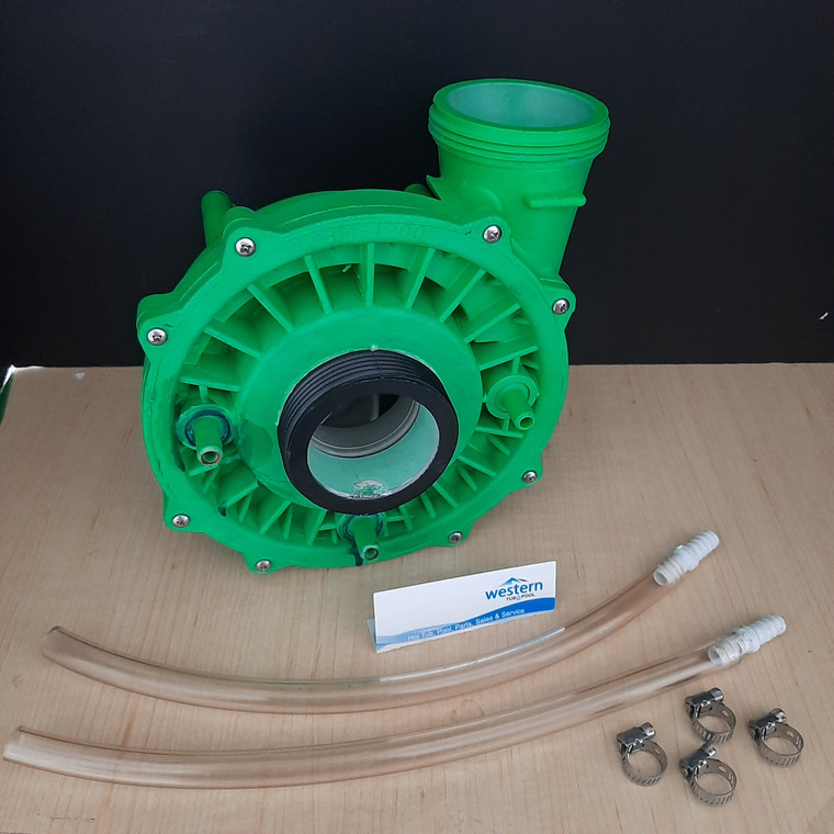 Refurbished Wet End 6BHP PUMP-WW-56FR-Green-6HP-SPL-Dynasty 2X2 with barbs  ( 3 inch O.D x2  ) . Refit Kit 
So you're in need of a hot tub, but your budget doesn't exactly agree with the price tag. Don't worry, we've all been there. Lucky for you, there's an option that can save both your bank account and the environment: refurbished wet ends.

But wait, what exactly is a wet end? No, it's not some fancy term for a pool party. It's actually the heart of your hot tub, responsible for pumping water and ensuring your relaxation is top notch. And when it comes to refurbished wet ends, we're talking about a high-quality pump that has been restored to its former glory.

Think of it as giving new life to an old friend. Just like how you might restore a vintage car or refurbish an old piece of furniture, refurbished wet ends give a second chance to pumps that may have otherwise ended up in a landfill. Plus, with our Dynasty hot tub models, you can trust that you're getting the best of the best at an unbeatable price.

But let's not forget about the green aspect. By choosing a refurbished wet end, you're helping reduce waste and minimize your carbon footprint. That's right, you can relax in your hot tub guilt-free, knowing that you're also doing your part for the environment.

So why spend a fortune on a brand new pump when you can get a top-notch refurbished one? Call us now at 1-855-248-0777 and let us help you find the perfect fit for your Dynasty hot tub. Trust us, your wallet and the planet will thank you. So what are you waiting for? Give us a call and start enjoying your refurbished wet end today!

#RefurbishedWetEnds #DynastyHotTub #ReduceReuseRecycle 

 

Additional Parts included :

- 2 x 3/8 line extensions ( 12 inch length )

- 2 barbed 3/8 line fittings 

- 4 times hose clamps  

- 2 purge nipple barbs if not equipped ( when equipped they will have 2 predrilled out otherwise you may remove the plug and sub in the purge nipple barb )

  



BREAK OUT AND DIMENSIONS OF WET END

 RECYCLED-REFURBISHED HOT TUB-POOL-PUMP WET END We are your one-stop-shop for all things hot tub and pool pump related! As a company dedicated to sustainability, we pride ourselves in offering recycled, rebuilt, and refurbished wet ends for all makes and models.  Our products may have had previous lives, but they undergo rigorous testing and refurbishment to ensure they are as good as new. By choosing our refurbished wet ends, you are not only getting high-quality products at a fraction of the cost, but you are also making an eco-friendly choice.  At Western tub and pool, we understand that maintaining your hot tub or pool can be expensive. That's why we offer our customers the option to purchase refurbished wet ends instead of buying a brand new pump. Not only does this save you money, but it also reduces the amount of waste going into landfills.  And let's not forget about the benefits to your hot tub or pool. Our refurbished wet ends are just as reliable and efficient as new ones, ensuring that your water is always clean and properly circulated. Plus, with our wide selection of makes and models, you can easily find a wet end that fits your specific needs.  So next time you need a replacement wet end for your hot tub or pool pump, remember Western tub and pool. We've got you covered with our high-quality, environmentally friendly options. Don't be afraid to give us a call at 1-855-248-0777 for any of your hot tub and pool needs. Let's make sustainability a part of your backyard oasis! Stay cool and green with Western tub and pool.  #refurbishedwetends #hottub #poolpump #ecofriendly