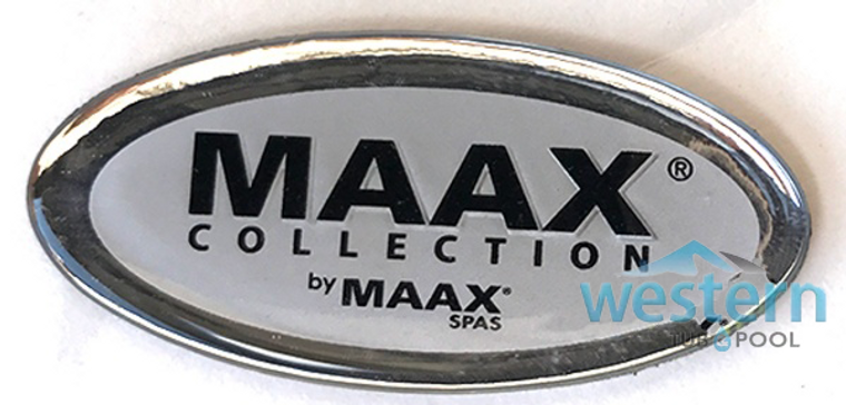 Front view of the Maax Coleman Replacement 2 Inch Logo Float Pillow Headrest Dome Overlay - 108091. Western tub and pool 1-855-248-0777.