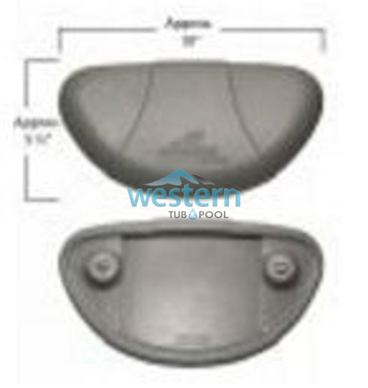 Front view of the Dimension One Replacement Home Headrest Pillow Gray 01510-0593G - DIM01510-0593G. Western tub and pool 1-855-248-0777.
