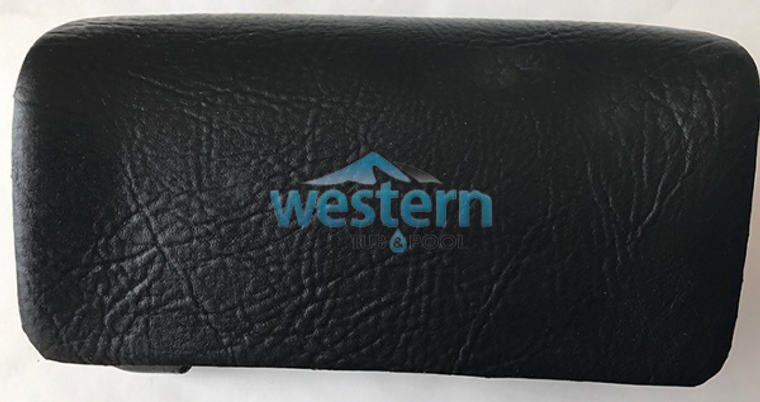 Front view of the Emerald Spas Replacement Great Lakes Spa Cushion Headrest Pillow Black With Pins No Logo - 53002800. Western tub and pool 1-855-248-0777.