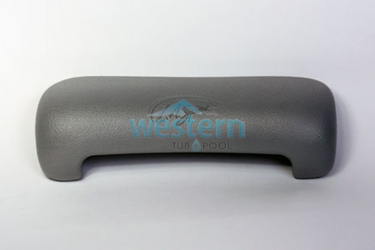 Front view of the LA Spas Replacement Waterfall Headrest Pillow with Logo Gray - FD-62041. Western tub and pool 1-855-248-0777.