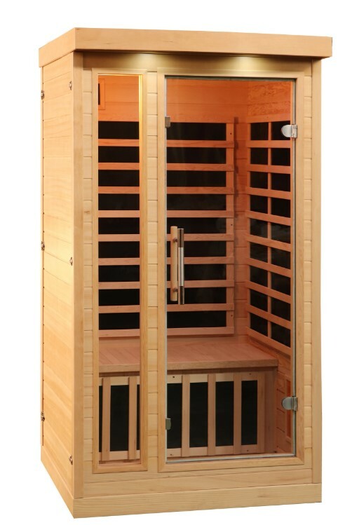 1-Person Infrared Sauna    Infrared saunas have gained popularity in recent years due to their many health benefits. They use infrared heaters to emit wavelengths of light that penetrate the skin and heat the body directly, rather than just heating the air like traditional saunas.  Why Choose a 1-Person Infrared Sauna? As the name suggests, a 1-person infrared sauna is designed for use by one individual. This makes it perfect for those who want to enjoy the benefits of an infrared sauna in the comfort of their own home, without taking up too much space.  Some other reasons to choose a 1-person infrared sauna include:  Cost: A 1-person infrared sauna is typically more affordable than larger saunas, making it a great option for those on a budget. Versatility: These compact saunas can fit in any room and are easy to move if needed. Privacy: Some people may feel uncomfortable using a sauna with others, making a 1-person infrared sauna the perfect solution for private relaxation. Health Benefits of Infrared Saunas In addition to the general benefits of using a sauna, such as relaxation and improved circulation, infrared saunas offer some unique health benefits. These include:  Detoxification: Sweating in an infrared sauna helps remove toxins from the body through the skin. Pain relief: The heat from the infrared rays can help soothe sore muscles and joints, providing relief for those with conditions such as arthritis or fibromyalgia. Improved immune system: Regular use of an infrared sauna can boost the body's immune system, helping to fight off illnesses and infections. Tips for Using a 1-Person Infrared Sauna To get the most out of your 1-person infrared sauna experience, here are some helpful tips:  Hydrate before and after: It is important to drink plenty of water before and after using an infrared sauna to replenish fluids lost through sweating. Start slow: If you are new to saunas, start with shorter sessions at a lower temperature and gradually work your way up. Use towels: Place a towel on the bench or seat to absorb sweat and avoid direct contact with the wood. This also makes for easier clean up. Take breaks: It is important to take breaks during your sauna session to cool down and rehydrate. Consult a doctor: If you have any medical conditions or are pregnant, it is always best to consult with a doctor before using an infrared sauna. Conclusion A 1-person infrared sauna is a convenient and affordable option for those looking to enjoy the many health benefits of infrared saunas. With proper use and maintenance, it can be a great addition to any home wellness routine. Remember to stay hydrated, start slow, and always consult with a doctor if you have any concerns before using an infrared sauna. So go ahead, relax and enjoy the warmth of your own personal oasis. 1-person infrared sauna. So, why not invest in one for your home today? Your body will thank you! Enjoy the many benefits of an infrared sauna and make it a regular part of your self-care routine. Happy sweating!      FEATURES:   A user-friendly control system boasts advanced features such as a timer, ‘pre-heat’ and ‘auto-start’ options.  Features the latest technology with 8 FAR infrared heaters that last 3000 to 5000 hours each.  Constructed of an attractive and durable Canadian Hemlock wood, and designed with a locking clasp system that allows for a quick and easy assembly A built in Bluetooth audio system, LED lighting, and more ensure that you will have the relaxation experience that you are looking for.   Tempered safety glass doors and windows add a modern look and allow a clear view of your outside surroundings Exceeds industry safety expectations with average EMF levels of 1.3mG (42 times lower than competing saunas!) The operating temperature can be set between 67°F - 140°F Plugs into a standard dedicated outlet 1 year limited warranty, heater/cabinetry      Specifications	  Electrical	120V / 15A Weight	300 lbs Seat Count	1 Size	39 x 37 x 75 in Far Infrared Heaters	8 Total Wattage	1666 W